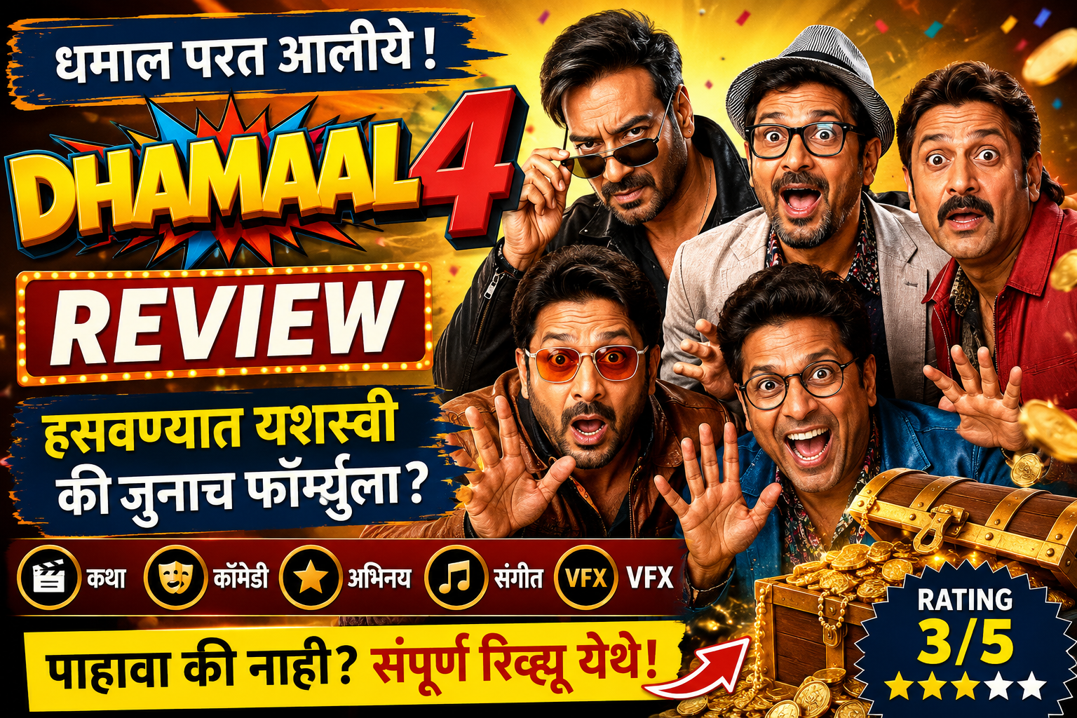 Dhamal 4 Movie Review थिएटरमध्ये जाण्यापूर्वी हे नक्की जाणून घ्या!