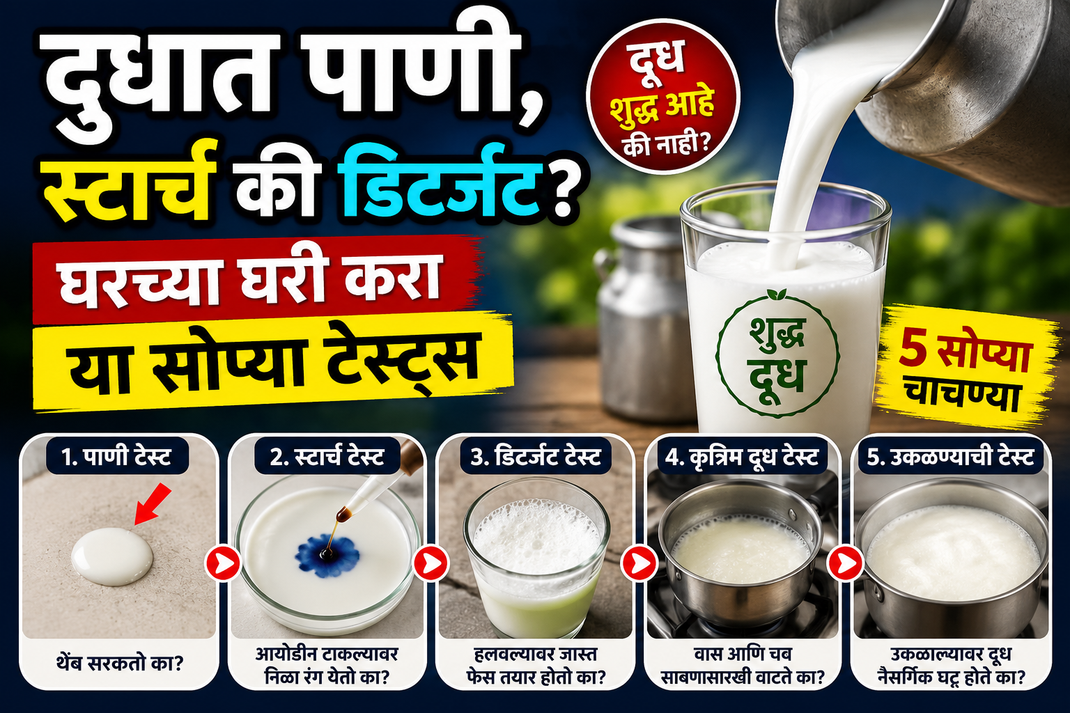Milk Purity Test: तुम्ही पिणारे दूध खरंच शुद्ध आहे का? घरच्या घरी करा या 5 सोप्या चाचण्या