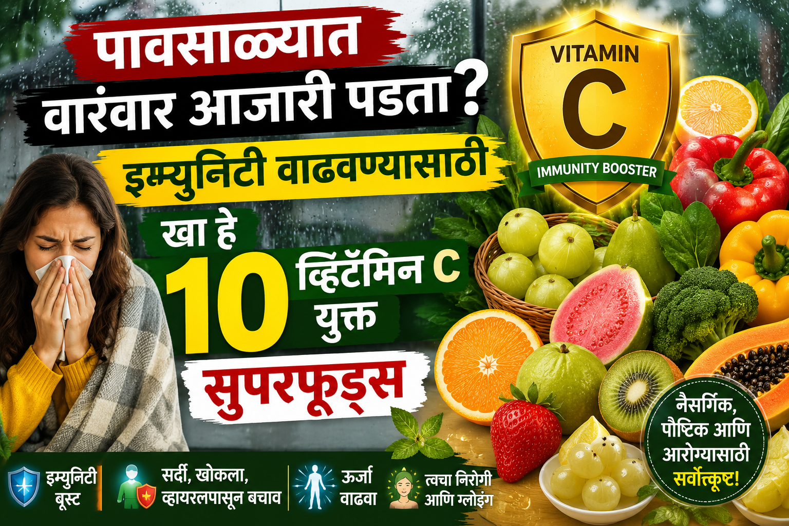 Monsoon Health Tips पावसाळ्यात इम्युनिटी मजबूत ठेवायची आहे आजच आहारात समाविष्ट करा हे 10 Vitamin C फूड्स