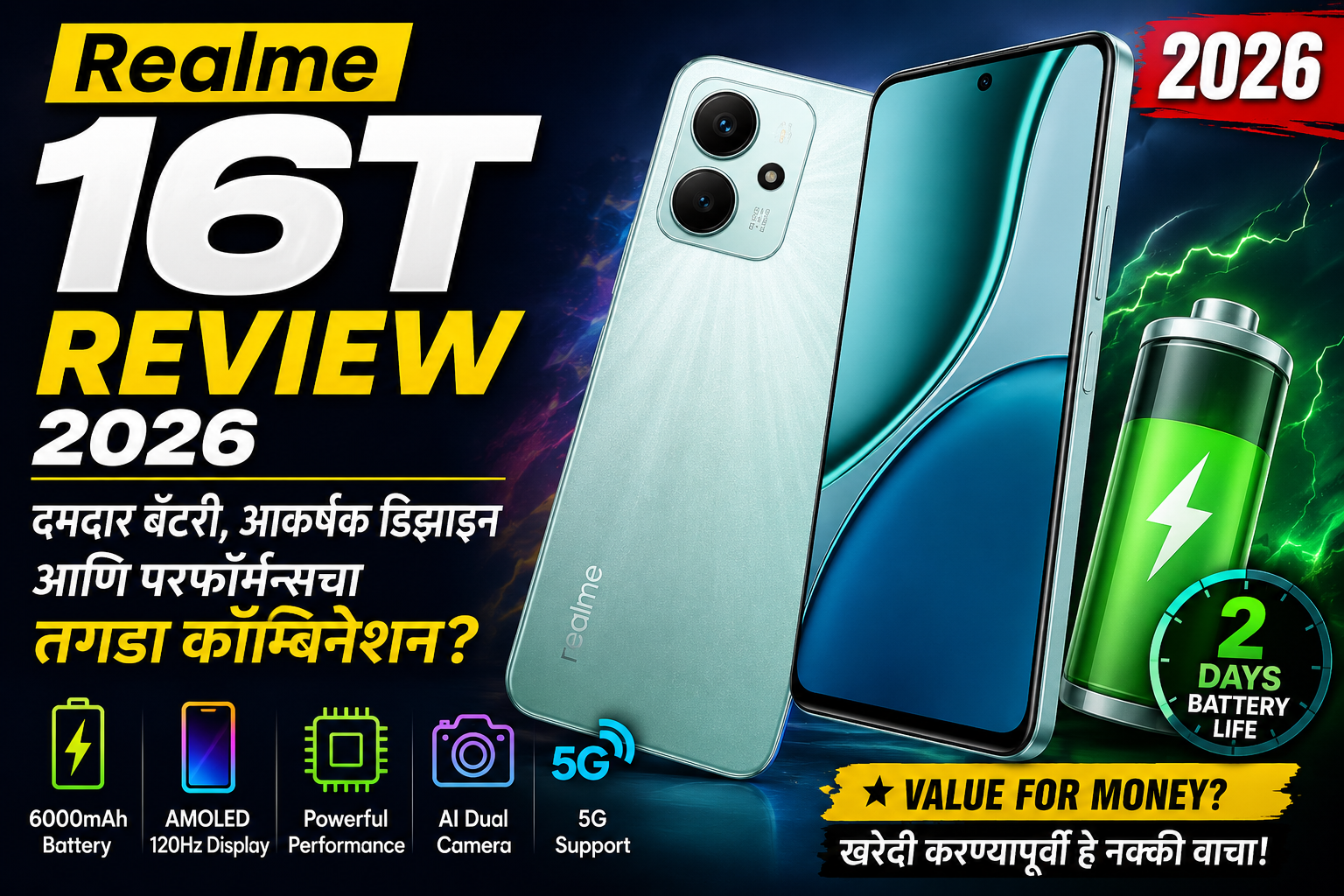Realme 16T Review 2026 दमदार बॅटरी, आकर्षक डिझाइन आणि परफॉर्मन्सचा तगडा कॉम्बिनेशन