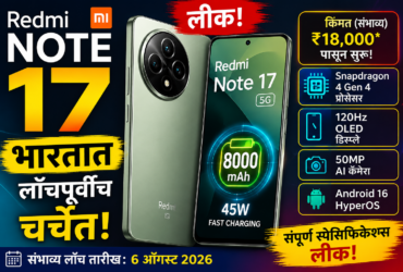 Redmi Note 17 भारतात लाँचपूर्वीच चर्चेत! किंमत आणि स्पेसिफिकेशन्स लीक