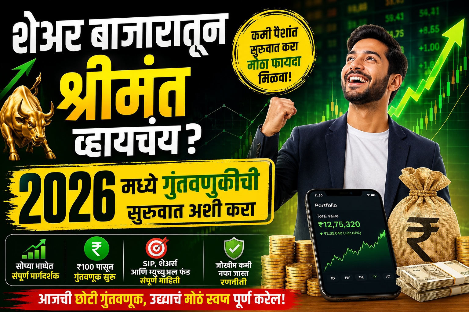 Share Market Investment शेअर बाजारातून श्रीमंत व्हायचंय 2026 मध्ये गुंतवणुकीची सुरुवात अशी करा