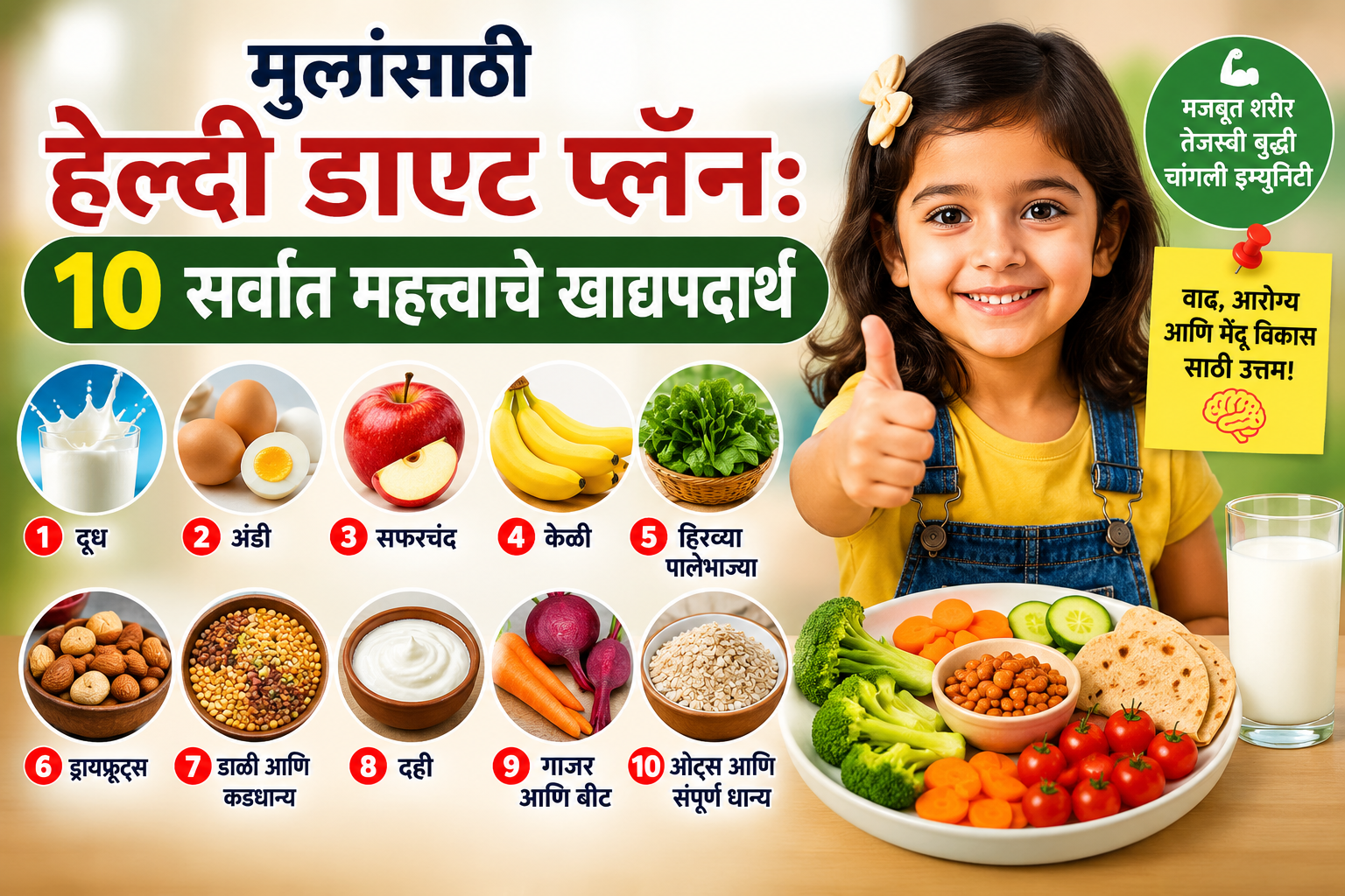 मुलांसाठी Healthy Diet प्लॅन: 10 सर्वात महत्त्वाचे खाद्यपदार्थ